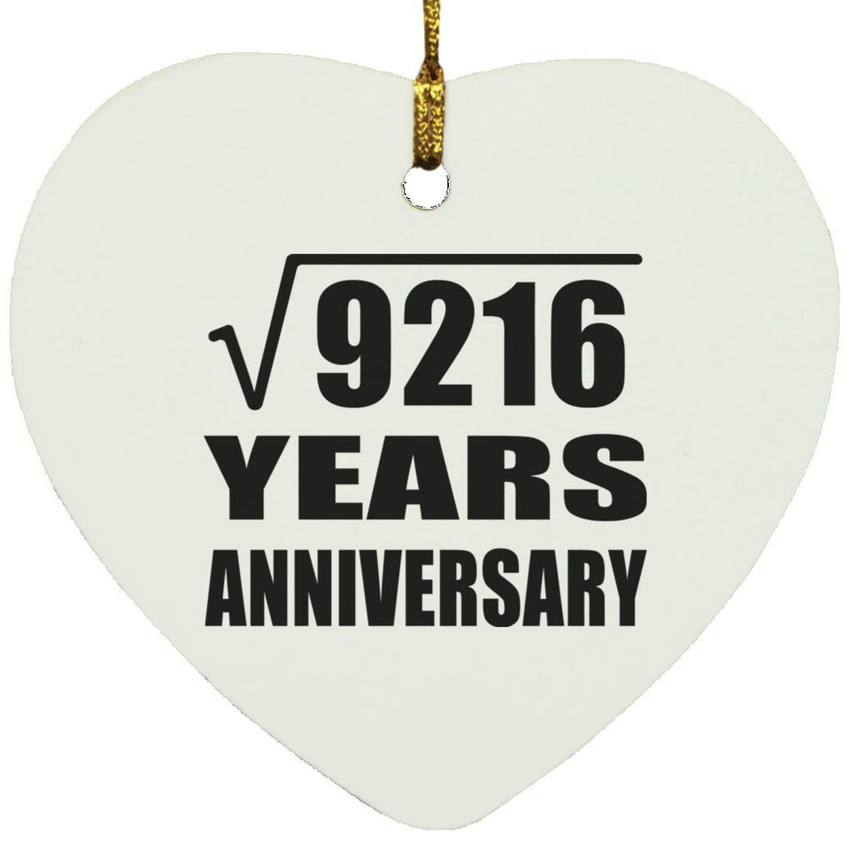 96th Anniversary Square Root of 9216 Years Anniversary - Heart Ornament