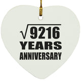 96th Anniversary Square Root of 9216 Years Anniversary - Heart Ornament