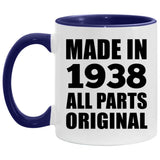 86th Birthday Made in 1938 All Parts Original - 11oz Accent Mug Purple