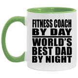 Fitness Coach By Day World's Best Dad By Night - 11oz Accent Mug Green