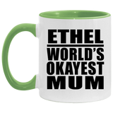 Ethel World's Okayest Mum - 11oz Accent Mug Green