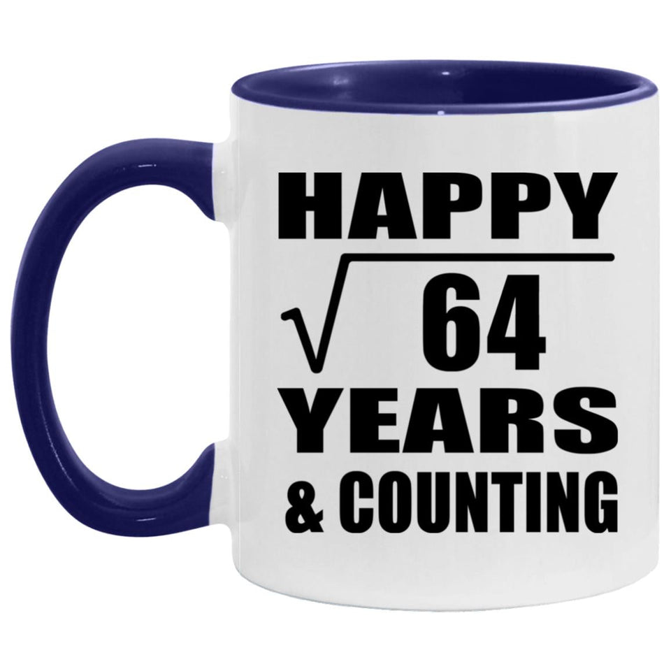 Happy 8th Anniversary Square Root of 64 Years & Counting - 11oz Accent Mug Purple