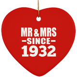 92nd Anniversary Mr & Mrs Since 1932 - Heart Ornament