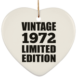 52nd Birthday Vintage 1972 Limited Edition - Heart Ornament