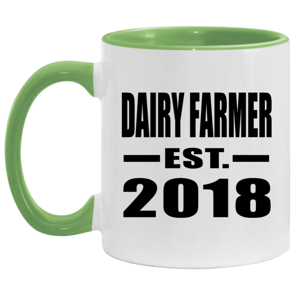 Dairy Farmer Established EST. 2018 - 11oz Accent Mug Green