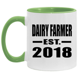 Dairy Farmer Established EST. 2018 - 11oz Accent Mug Green