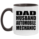 Dad Husband Automobile Mechanic - 11oz Accent Mug Black
