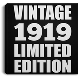 105th Birthday Vintage 1919 Limited Edition - Canvas Square
