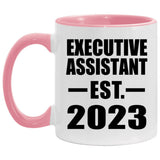 Executive Assistant Established EST. 2023 - 11oz Accent Mug Pink