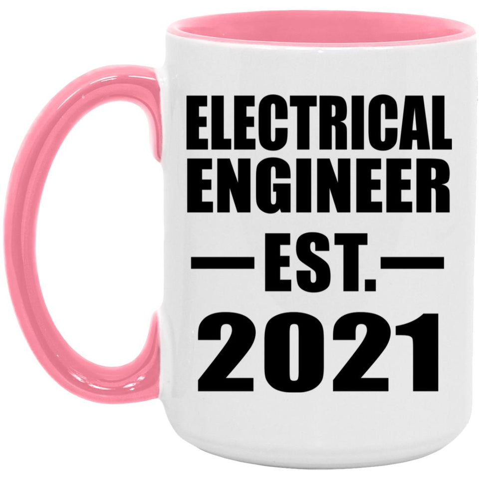 Electrical Engineer Established EST. 2021 - 15oz Accent Mug Pink