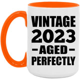 1st Birthday Vintage 2023 Aged Perfectly - 15oz Accent Mug Orange
