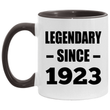 101st Birthday Legendary Since 1923 - 11oz Accent Mug Black