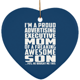 Proud Advertising Executive Mom Of Awesome Son - Heart Ornament