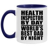 Health Inspector By Day World's Best Dad By Night - 11oz Accent Mug Purple