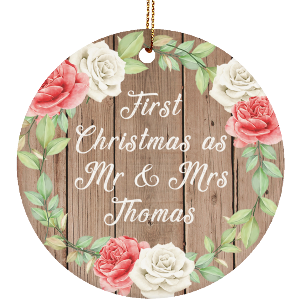 First Christmas As Mr & Mrs Thomas - Circle Ornament B