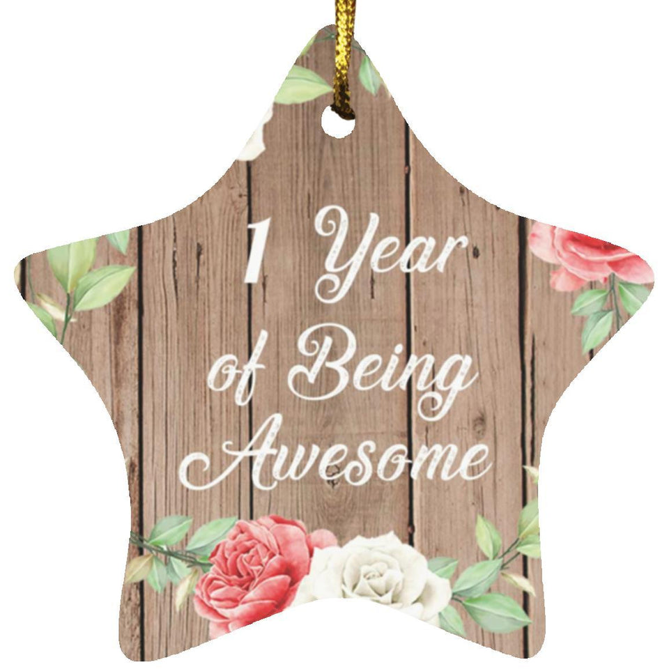 1st Birthday 1 Year Of Being Awesome - Star Ornament B