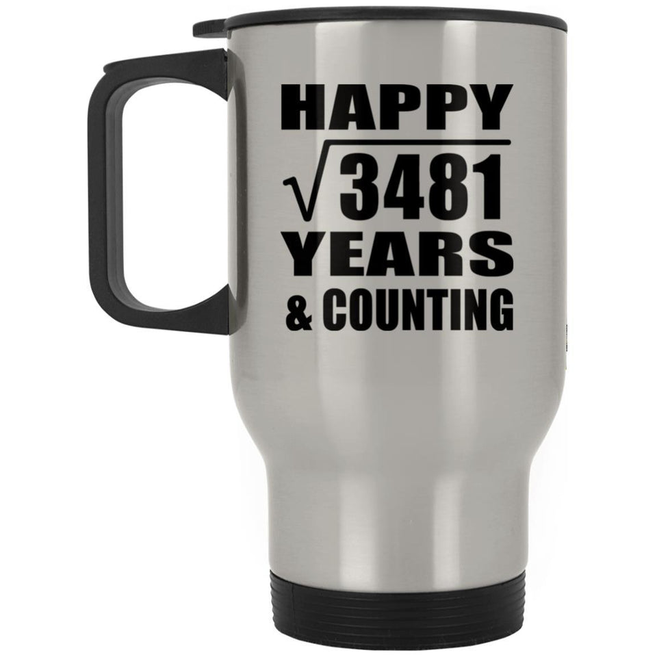 Happy 59th Anniversary Square Root of 3481 Years & Counting - Silver Travel Mug