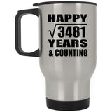 Happy 59th Anniversary Square Root of 3481 Years & Counting - Silver Travel Mug