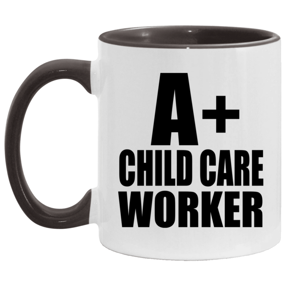 A+ Child Care Worker - 11oz Accent Mug Black