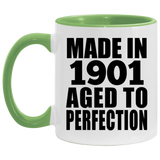 123rd Birthday Made In 1901 Aged To Perfection - 11oz Accent Mug Green