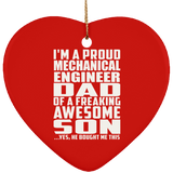 Proud Mechanical Engineer Dad Of Awesome Son - Heart Ornament