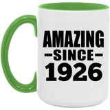 98th Birthday Amazing Since 1926 - 15oz Accent Mug Green