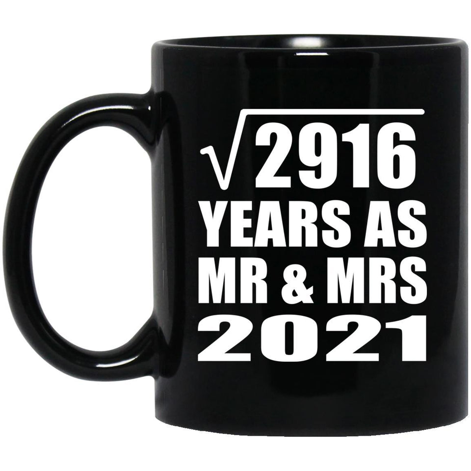 54th Anniversary Square Root of 2916 Years As Mr & Mrs 2021 - 11oz Coffee Mug Black