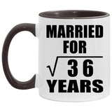 6th Anniversary Married For Square Root of 36 Years - 11oz Accent Mug Black