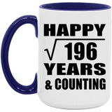Happy 14th Anniversary Square Root of 196 Years & Counting - 15oz Accent Mug Purple