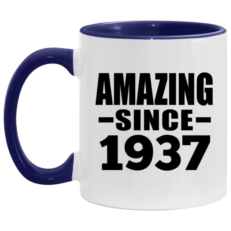 87th Birthday Amazing Since 1937 - 11oz Accent Mug Purple