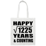 Happy 35th Anniversary Square Root of 1225 Years & Counting - Tote Bag White