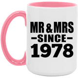 46th Anniversary Mr & Mrs Since 1978 - 15oz Accent Mug Pink