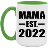 Mama Established EST. 2022 - 15oz Accent Mug Green