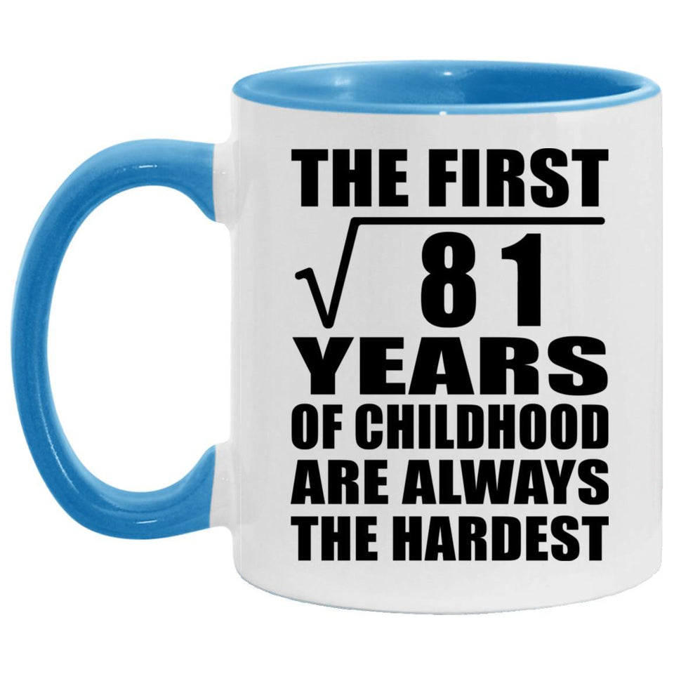 9th Birthday Square Root of 81 Years of Childhood - 11oz Accent Mug Blue