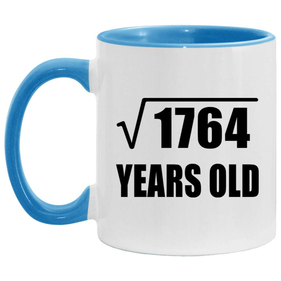 42nd Birthday Square Root of 1764 Years Old - 11oz Accent Mug Blue