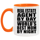 Real Estate Agent By Day World's Best Mom By Night - 11oz Accent Mug Orange