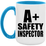 A+ Safety Inspector - 15oz Accent Mug Blue