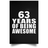 63rd Birthday 63 Years Of Being Awesome - Poster Portrait