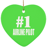 Number One #1 Airline Pilot - Heart Ornament