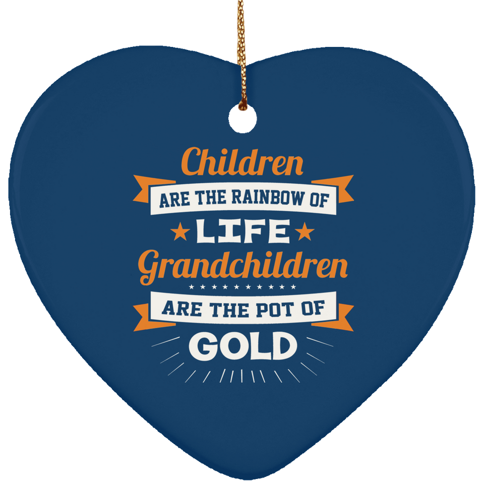Children Are Rainbow Of Life, Grandchildren Are Pot Of Gold - Heart Ornament