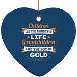 Children Are Rainbow Of Life, Grandchildren Are Pot Of Gold - Heart Ornament