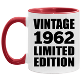 62nd Birthday Vintage 1962 Limited Edition - 11oz Accent Mug Red