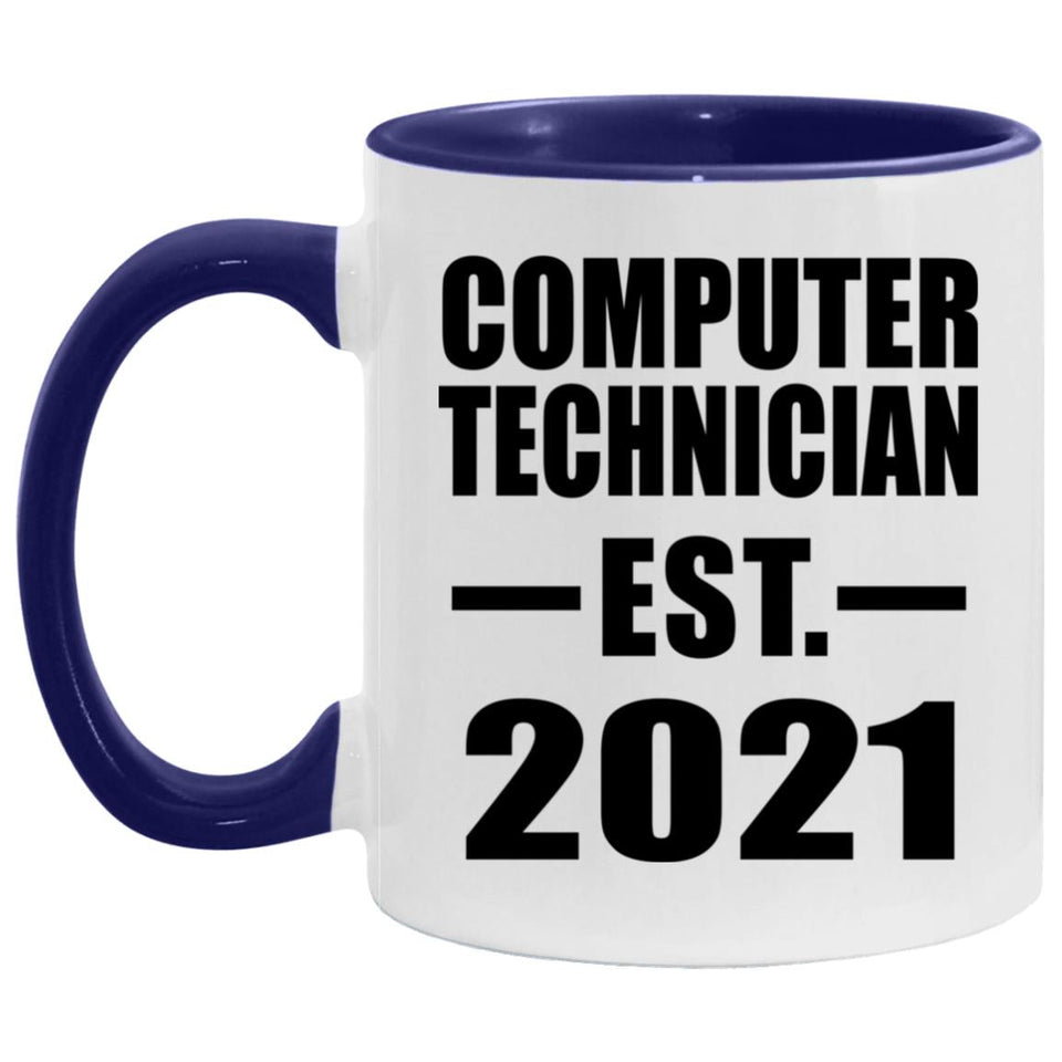 Computer Technician Established Est. 2021 - 11oz Accent Mug Purple