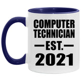 Computer Technician Established Est. 2021 - 11oz Accent Mug Purple