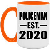 Policeman Established EST. 2020 - 15oz Accent Mug Orange