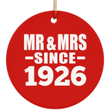 98th Anniversary Mr & Mrs Since 1926 - Circle Ornament
