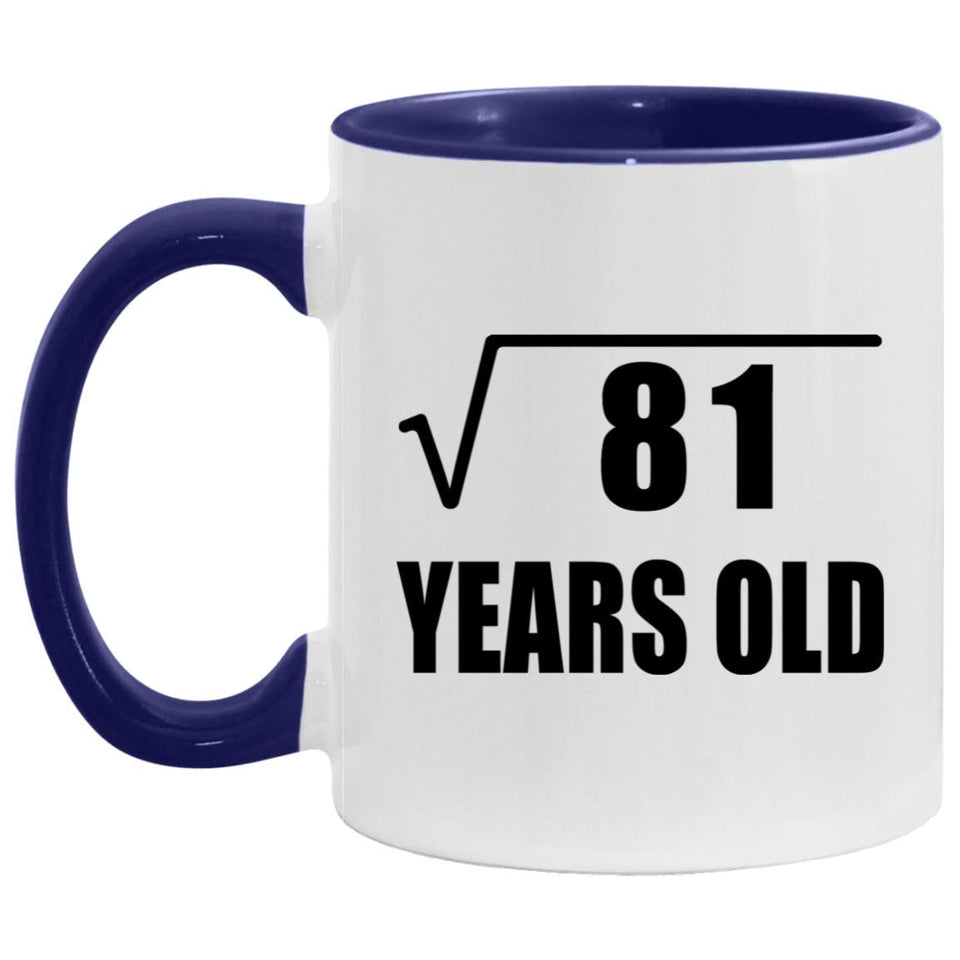 9th Birthday Square Root of 81 Years Old - 11oz Accent Mug Purple