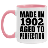 122nd Birthday Made In 1902 Aged To Perfection - 11oz Accent Mug Pink