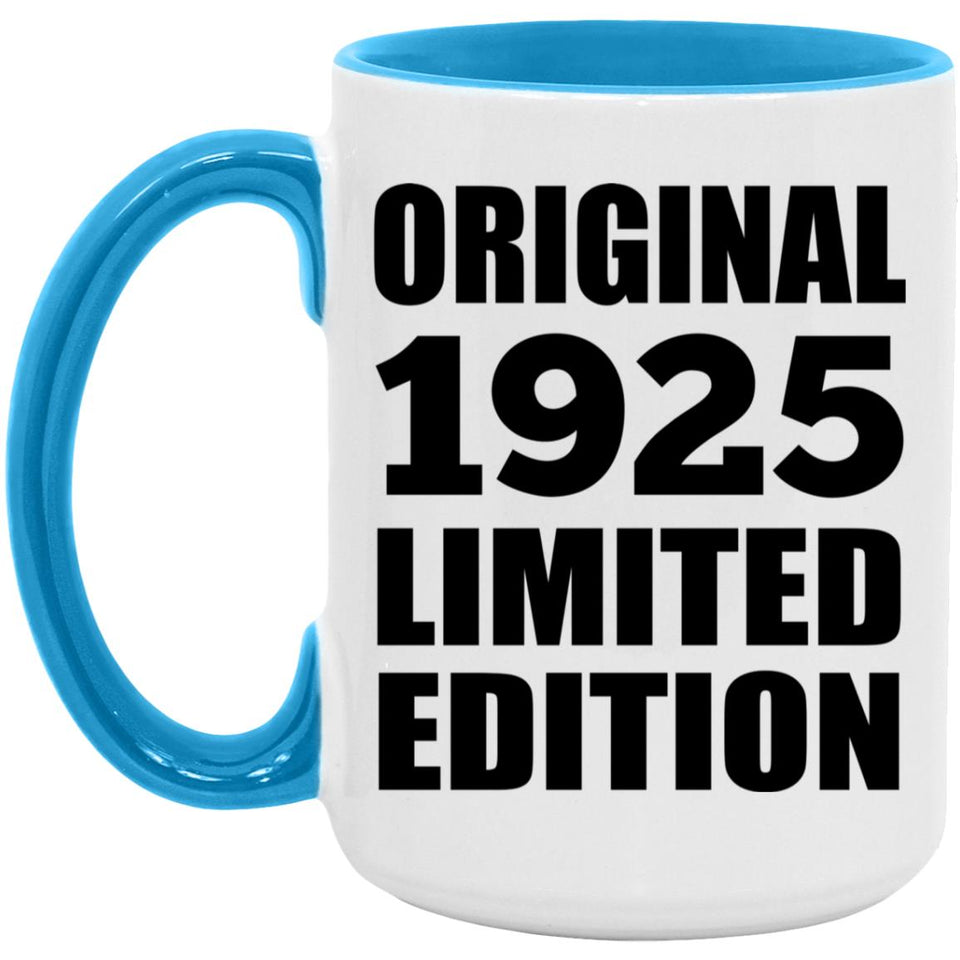 99th Birthday Original 1925 Limited Edition - 15oz Accent Mug Blue