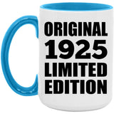 99th Birthday Original 1925 Limited Edition - 15oz Accent Mug Blue